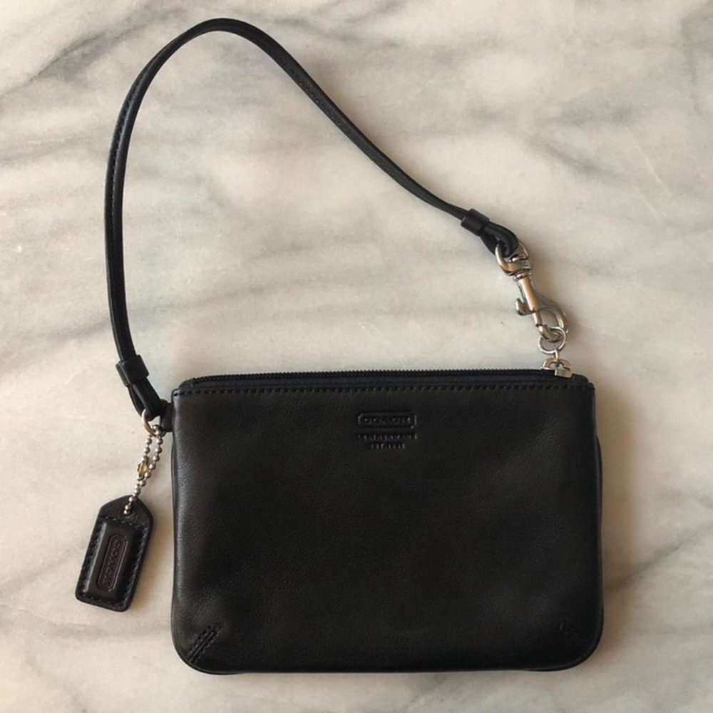 EUC Coach Black Embossed Wristlet